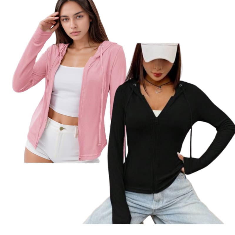 Kit academia blusa feminina tecido canelado manga longa com touca tampa bumbum confortávele e basica linda