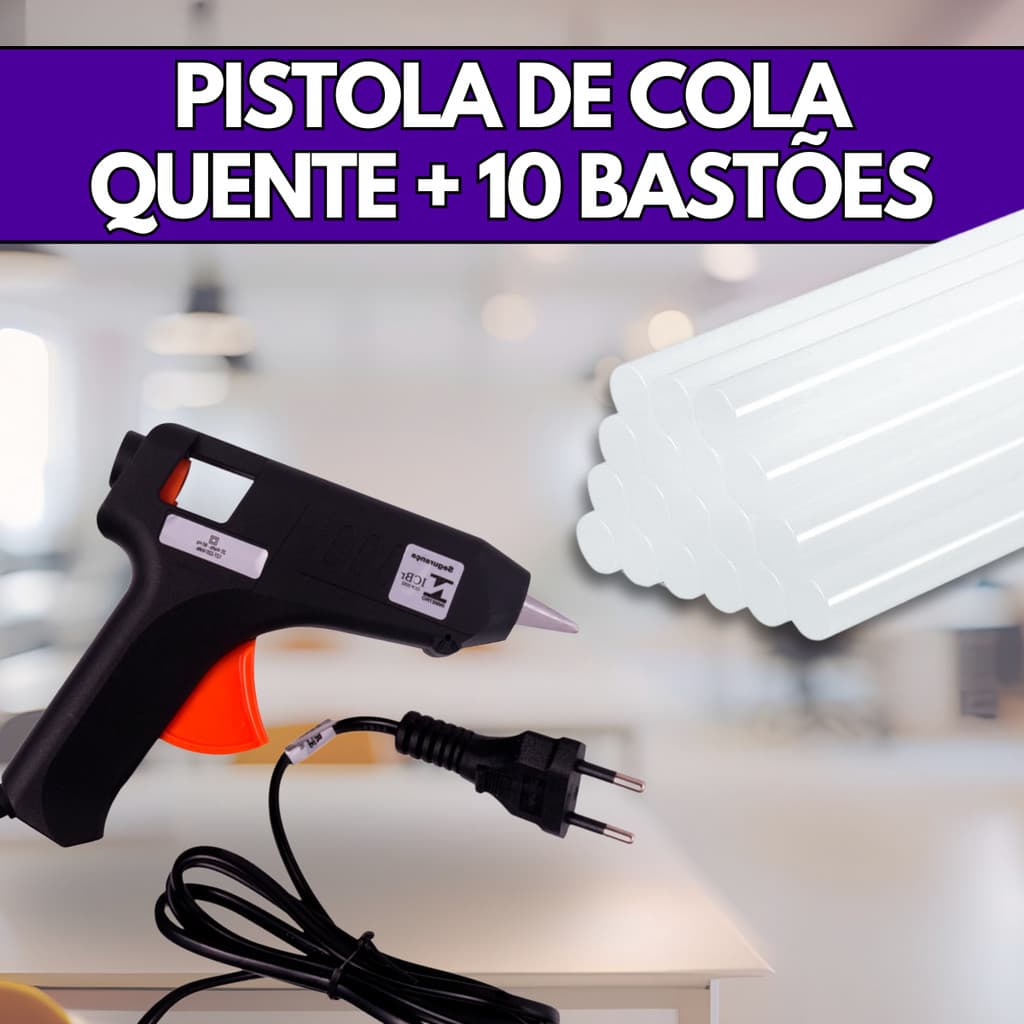 Cola Quente Em Bastão Grossa Fina + Pistola Aplicadora De Cola Quente - Escolha Seu Kit