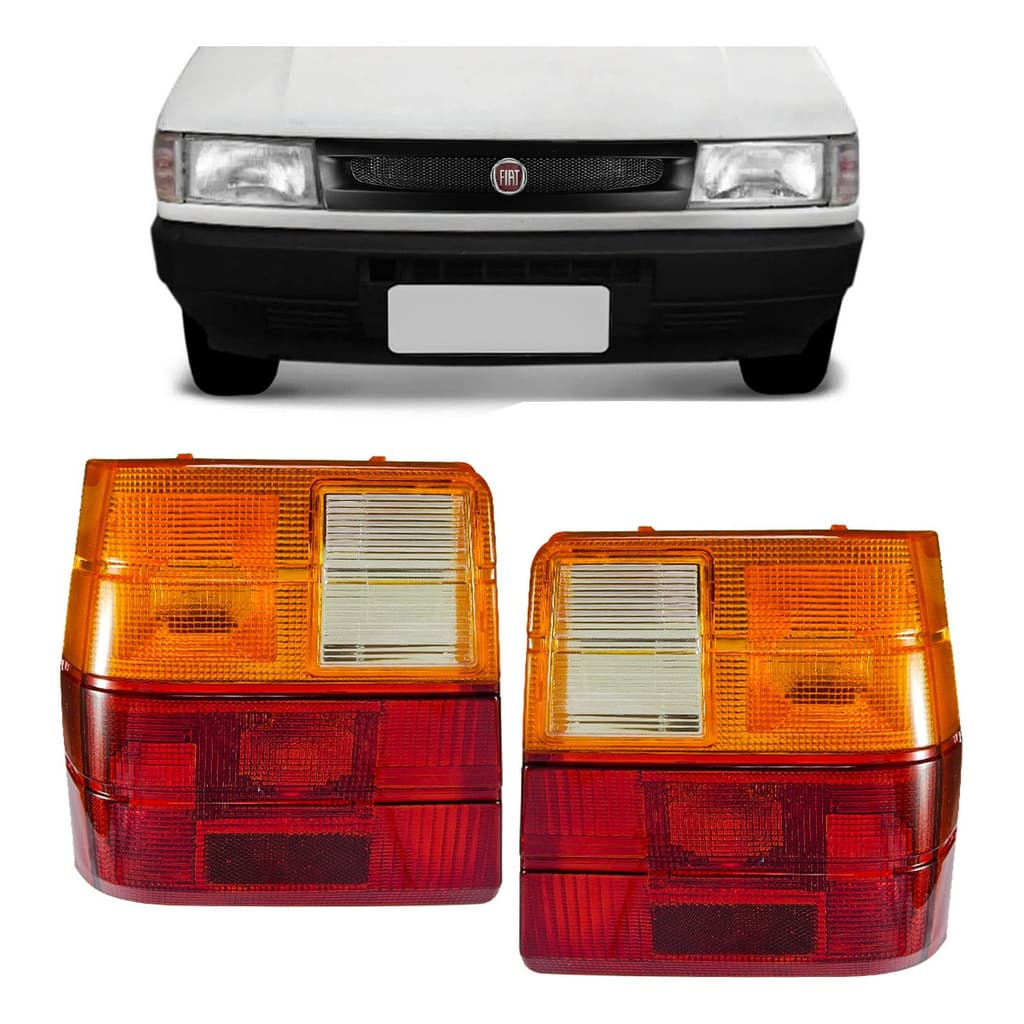 Par Lente Da Lanterna Traseira Fiat Uno 1984 Até 2003 Tricolor