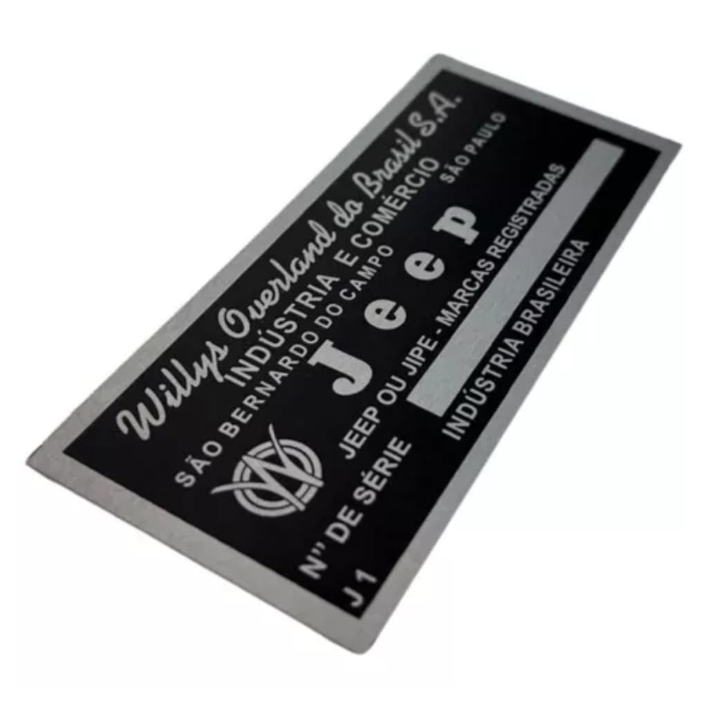 1 - Plaqueta Número Série Willys Jeep Jipe Brasil Chassi Aluminio