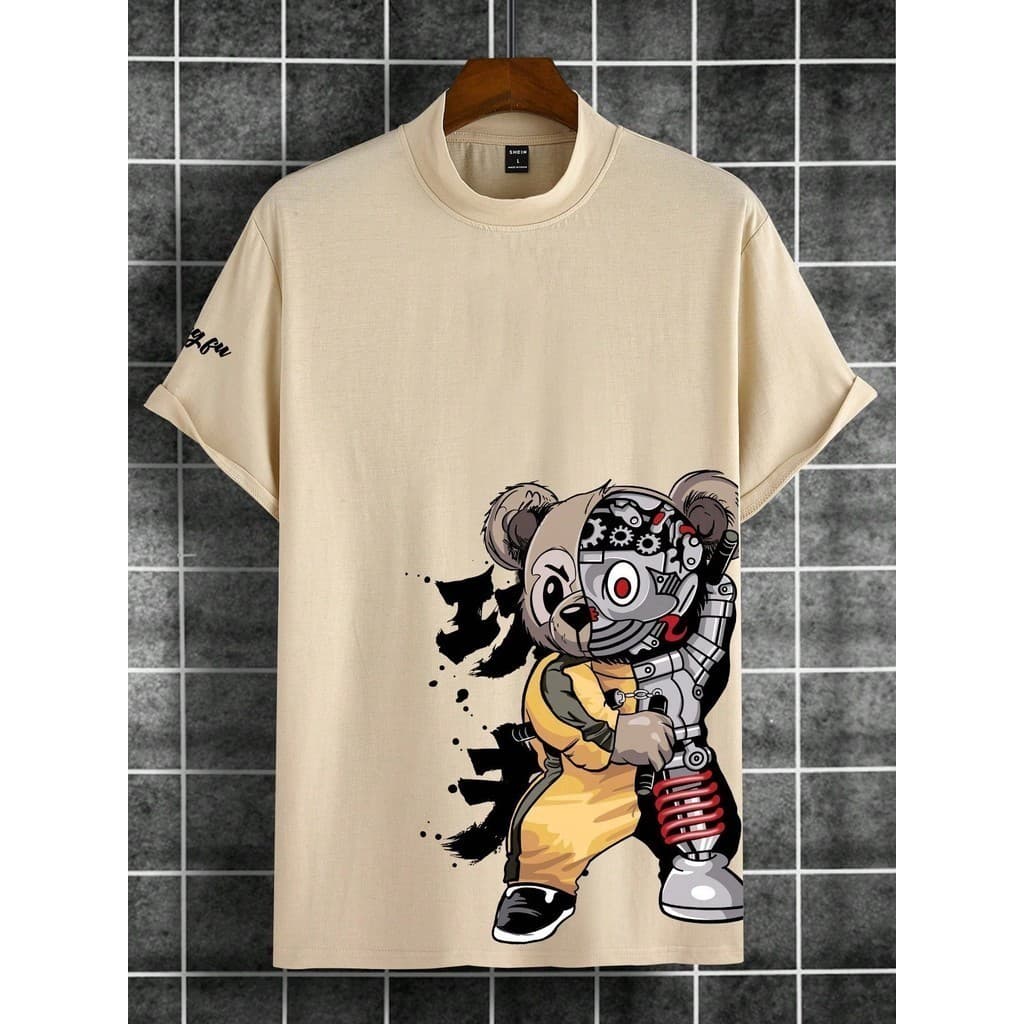 Camiseta Básica Masculina Hypemode s Masculinas  Gola Redonda e Mangas Curtas, Estampa Gráfica