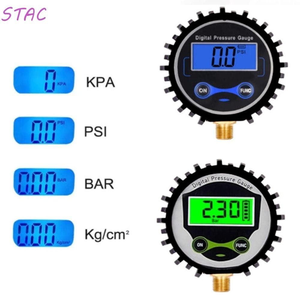 Medidor De Pressão Digital Dos Pneus STAC , Manômetro LCD Portátil 0-250PSI , Luz LED