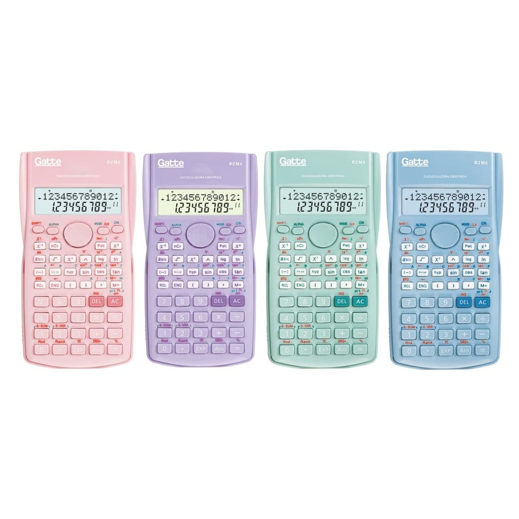 Calculadora Científica 240 Funções Cor Pastel Lilás Rosa Azul Verde 82MS-C Gatte