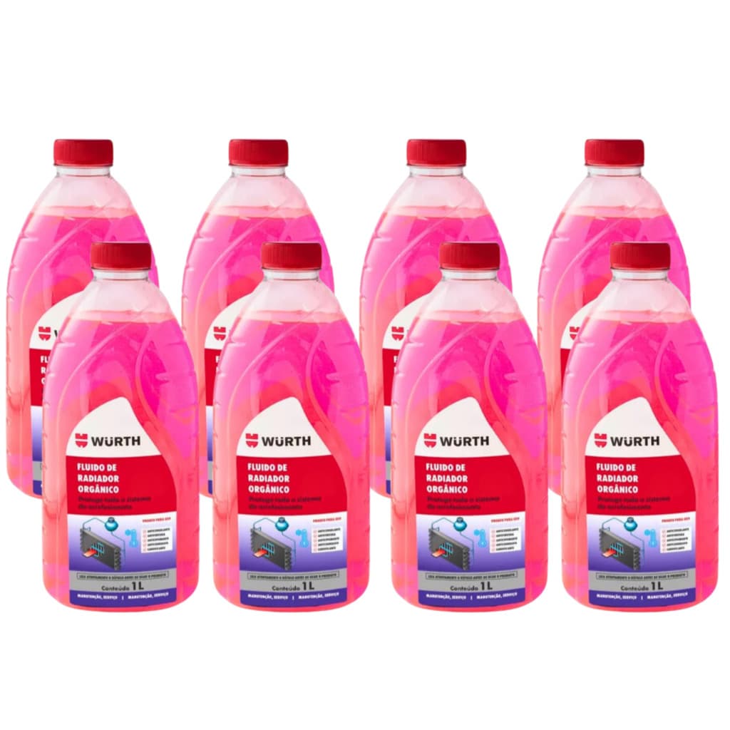 Kit 8 Aditivo Rosa para Radiador 1L Concentrado Wurth