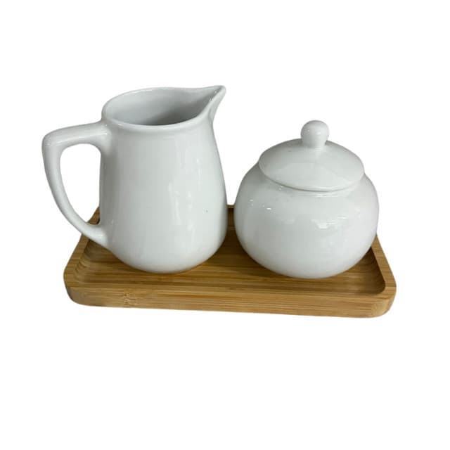 Kit Porcelana Porcelana Branca Leiteira Bamdeija Servir Mesa Posta Leiteira e Açucareiro