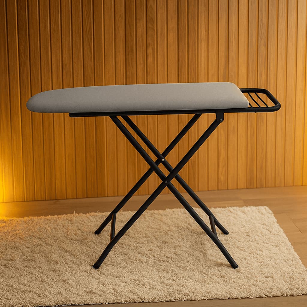 T谩bua De Passar Roupa Mesa Extra Forte Com Suporte Porta Ferro 3 Medidas De Regulagem Resistente