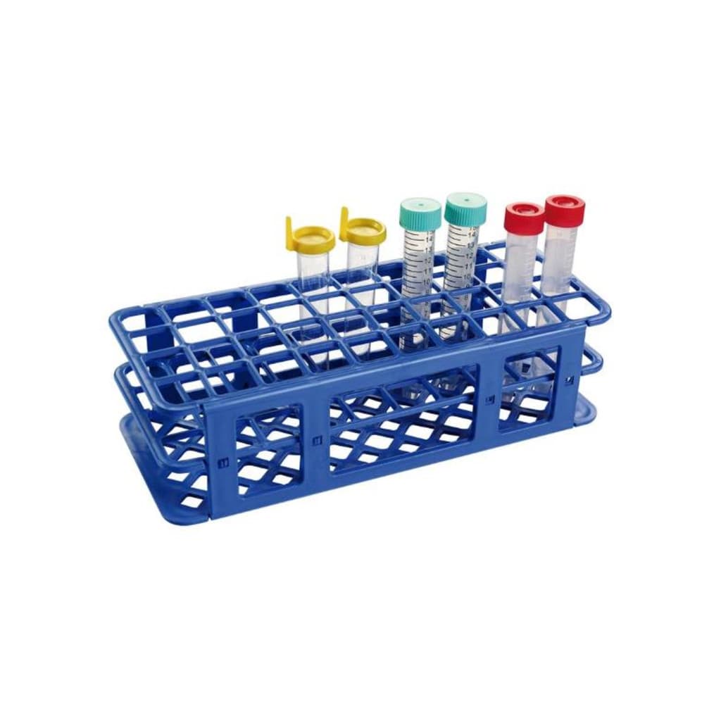 ESTANTE EM PP PARA 40 TUBOS DE ENSAIO ATÉ 21 mm AZUL 40 Lugares PP Azul Suporte Laboratório