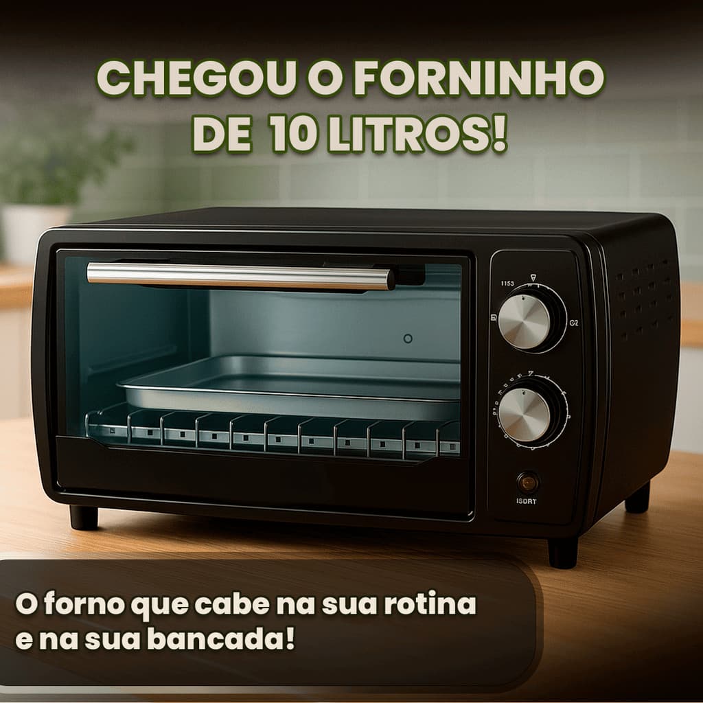 Forno Elétrico 10L com Desligamento Automático e Controle de Calor