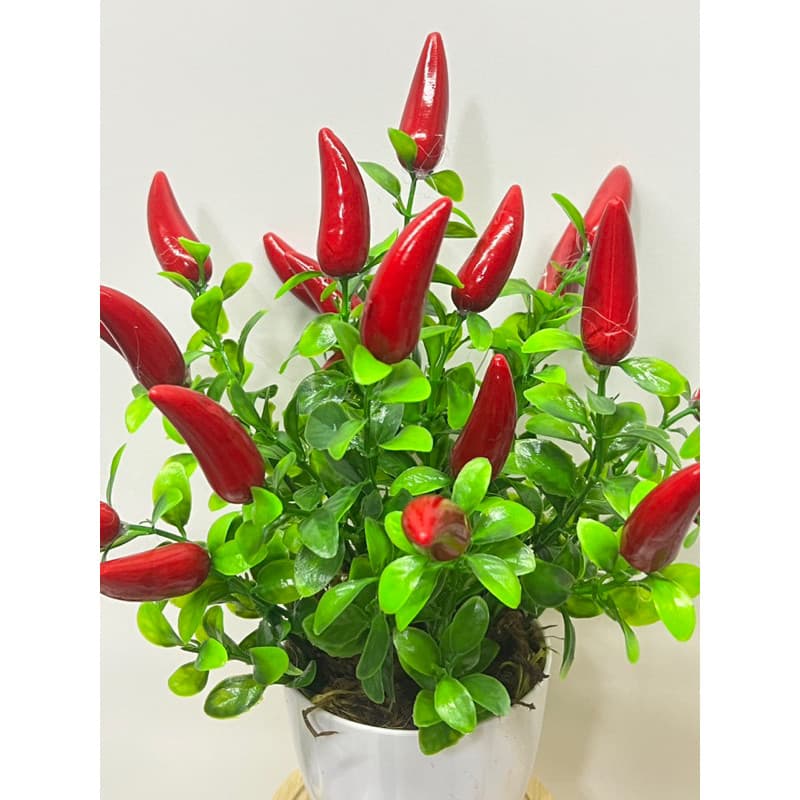 vaso com pimenta artificial altura 27cm