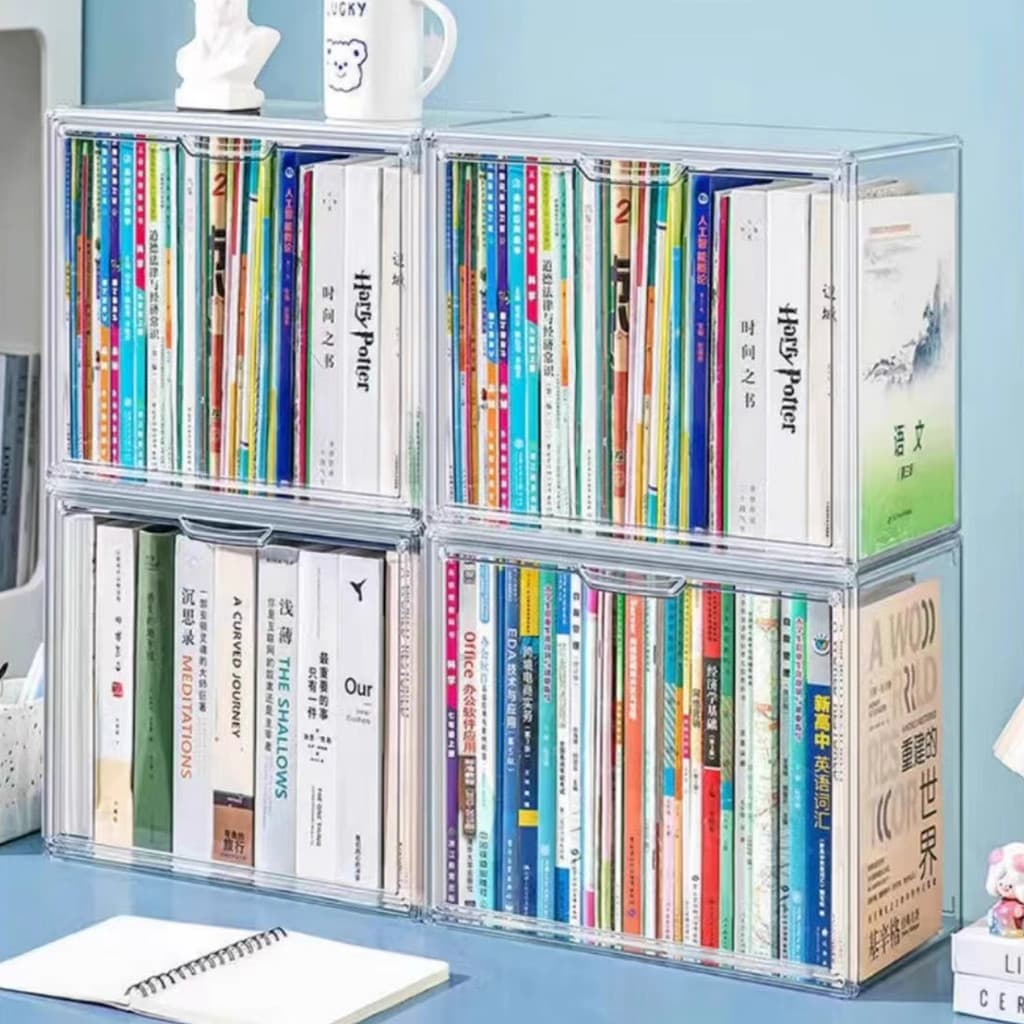 Organizador de Coleções para Livros e Brinquedos Caixa Acrílica Resistente e Empilhável
