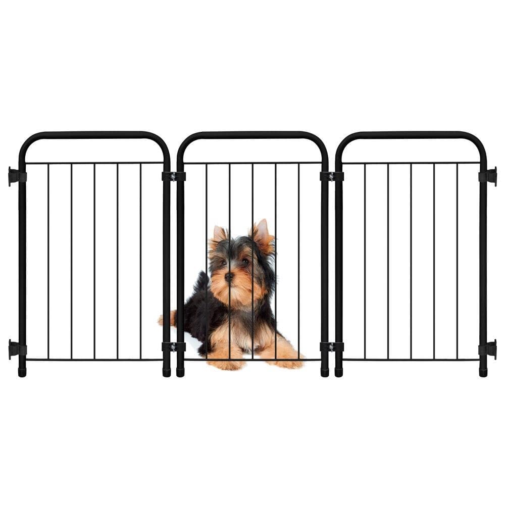 CERCADINHO PORTÁTIL 3 MÓDULOS PORTÃO GRADE PROTEÇÃO PET CÃES - DOBRÁVEL - PRETO - 10.927.02 -PETMIX