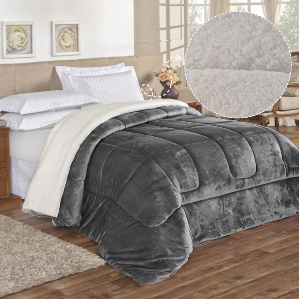 Cobertor Coberdrom Sherpa Casal Queen Aconchego no Inverno Toque de Lã Carneiro Macio, Luxuoso e Ideal para o Frio