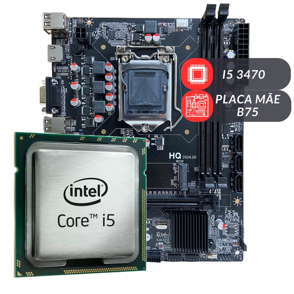 Kit Upgrade Para Estudos e Escritório Intel I5 3470 Placa Mãe B75M Barato Sem memória E Sem Cooler