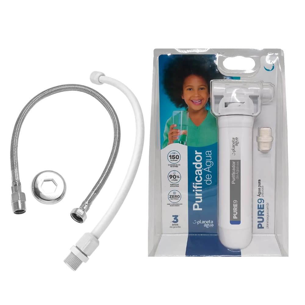 KIT PURIFICADOR DE ÁGUA PURE 9 FILTRO COM ENGATE INOX OU PVC