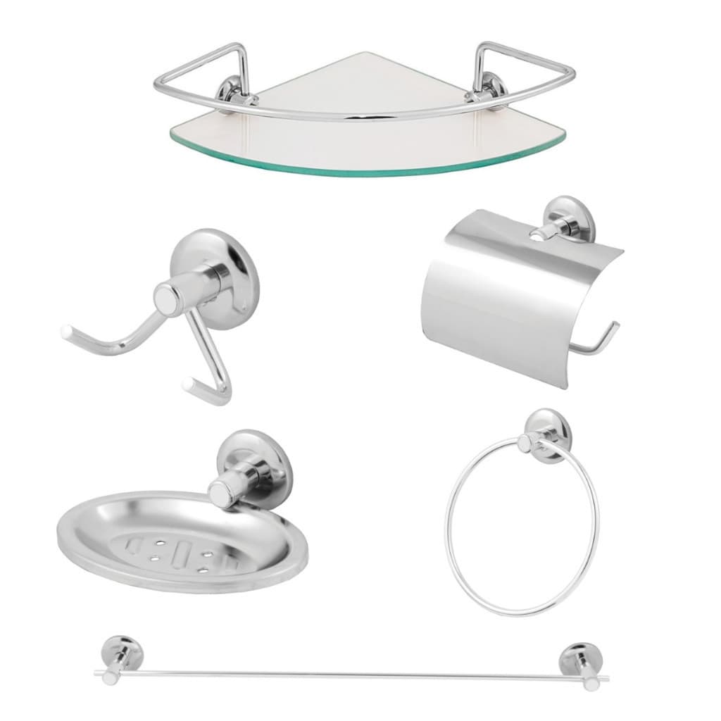 Kit Acessórios Para Banheiro Inox Porta Shampoo Canto Vidro
