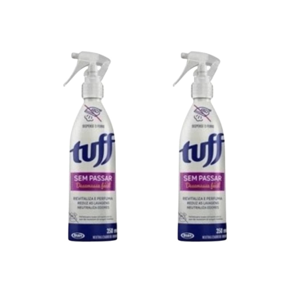 Kit Spray Tuff Sem Passar 350ml Desamassa Roupas Fácil, Rápido Sem Esforço