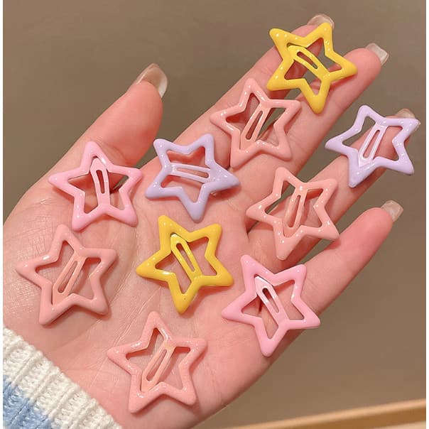 Kit 10 Ate 60 Peças Grampos De Cabelo Estrela Dopamina Cor Doce Para Mulheres Franja Lateral