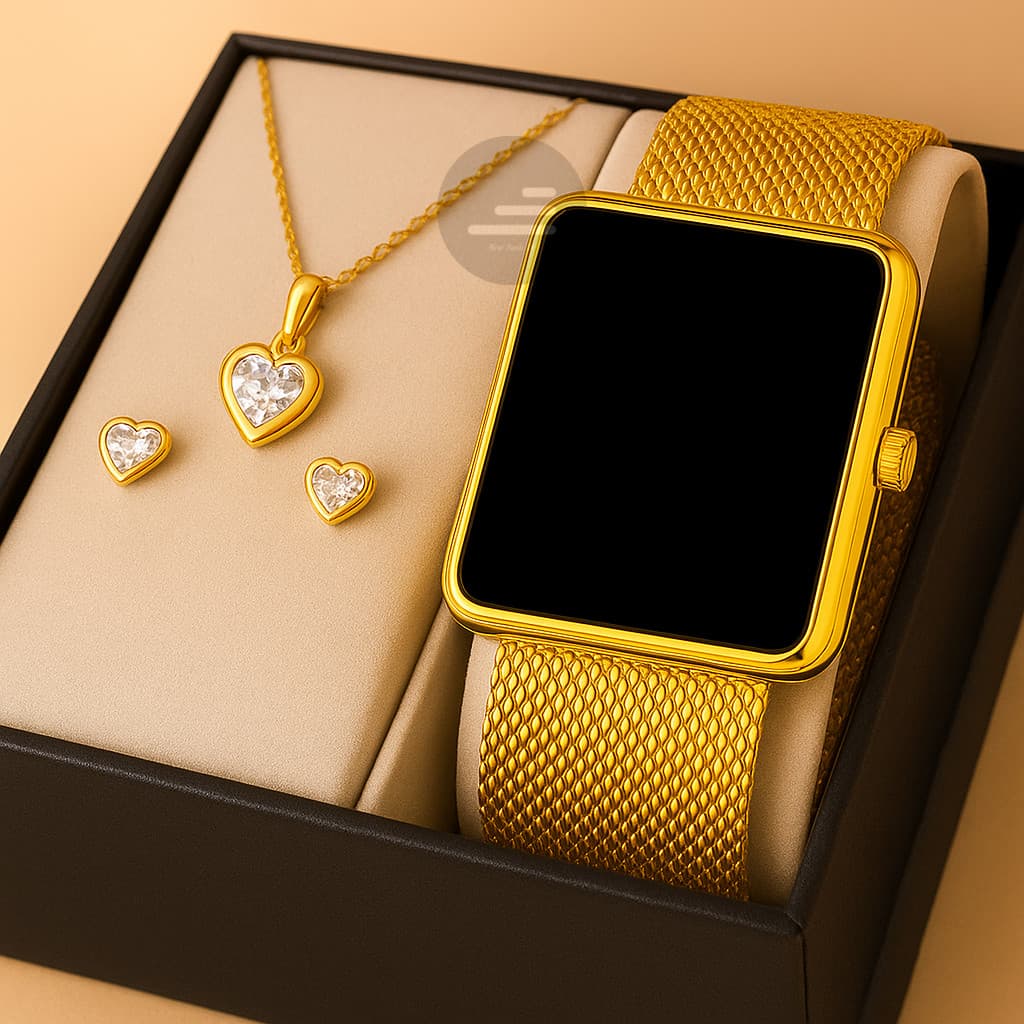 Kit relógio quadrado feminino digital led watch