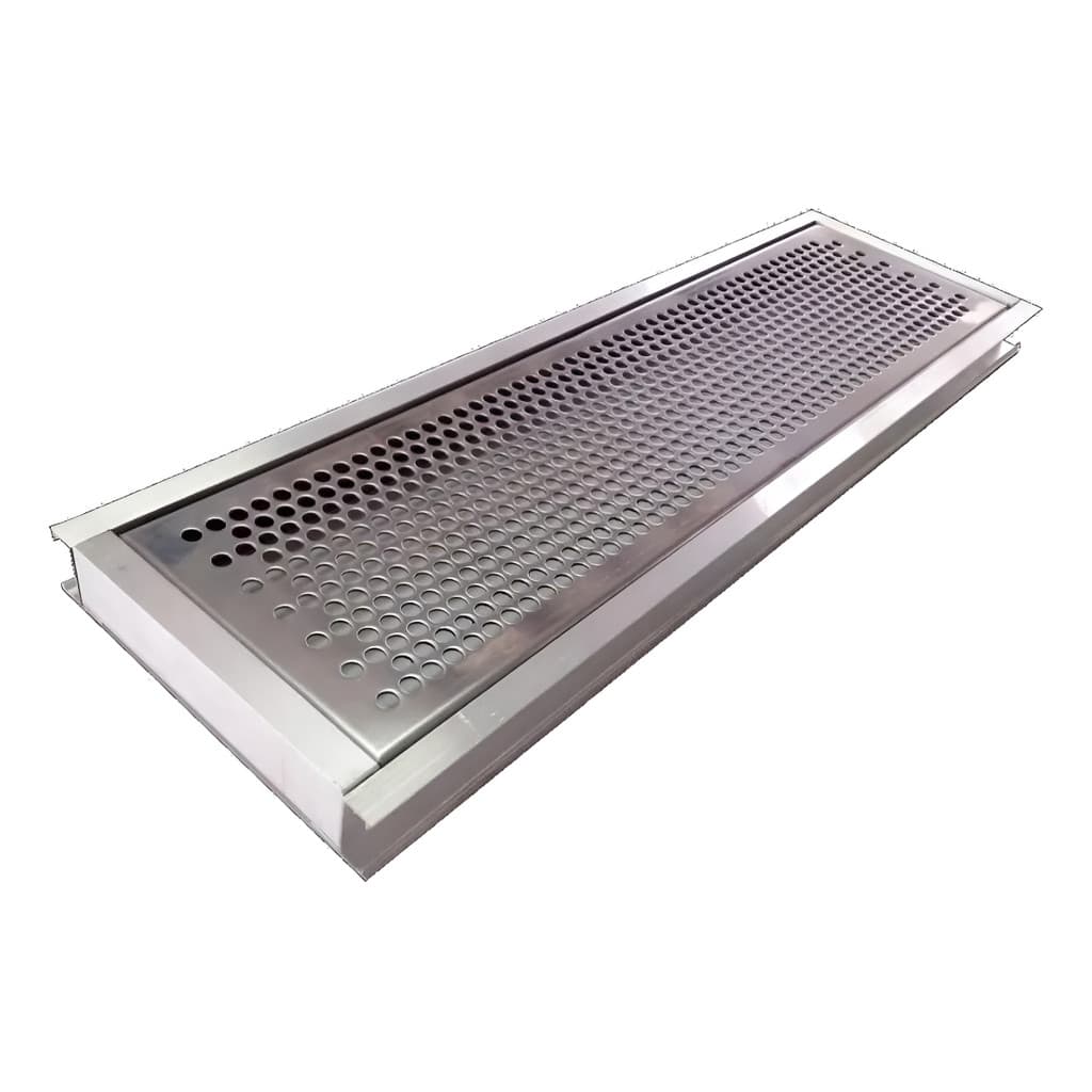 Ralo Linear Inox 15x100cm Grelha Perfurada Drenagem Água Chuva Garagem Quintal Externo