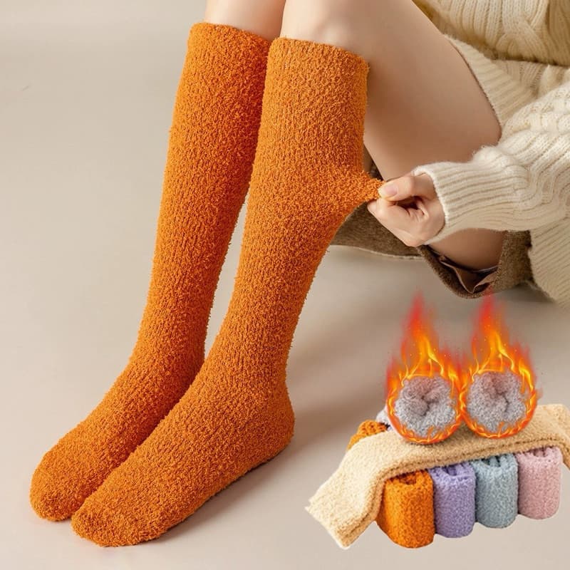 Kit 3 pares Meião De Lã Grosso Forrado Pelinho Super Quente Coral Femininos Meias De Chão De Outono E Inverno