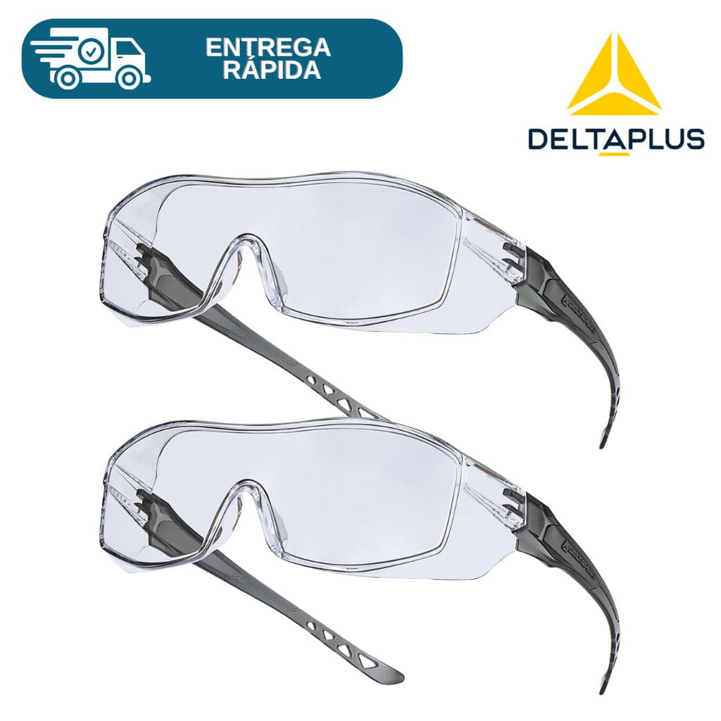 Kit 2 Oculos De Proteção Sobrepor Óculos Grau Segurança Antirrisco Antiembaçante Hekla2 Delta Plus