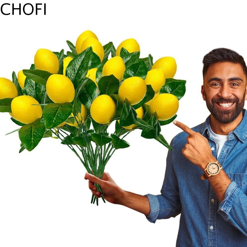 CHOFI Simulação Fruta Limão , Ramos De Artificiais DIY Feitos À Mão , Plantas Falsas Elegantes De Espuma Realista