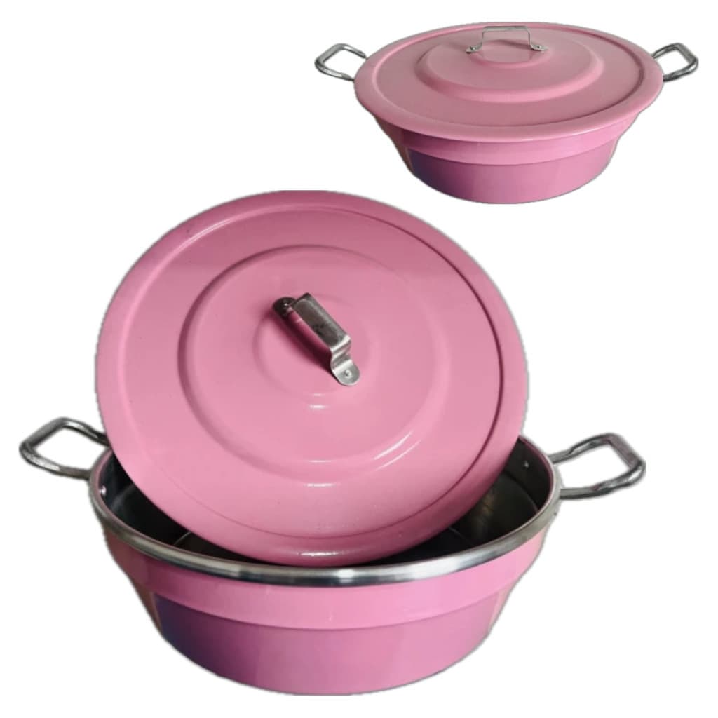 Panela Tacho 32cm 8 litros C/ tampa Na Cor ROSA  Em Alumínio Grosso