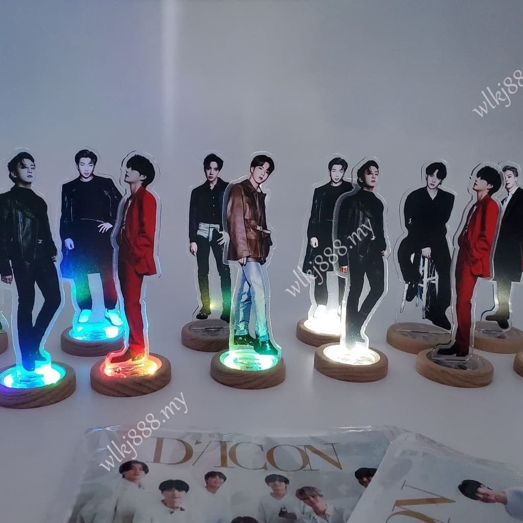 BTS Bangtan Boys V Suga Jung Kook Jimin Rm Jin J-Hope Luz Luminosa Relógio Acrílico Standee Boneca Modelo de Ação Conjun