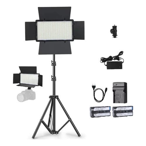 Iluminador De Led Painel U800+fonte+2bateria+carreg+tripe 2m