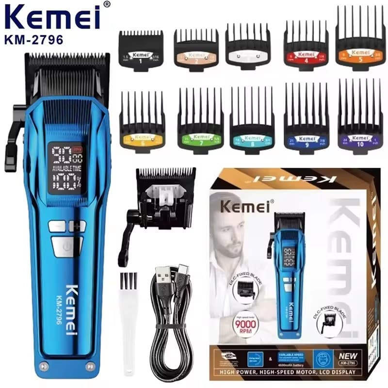 Máquina De Cortar Cabelo Profissional Kemei-Barber Para Homens , Cortador De , Corte Aparador Elétrico , Motor 9000 RPM , 2796