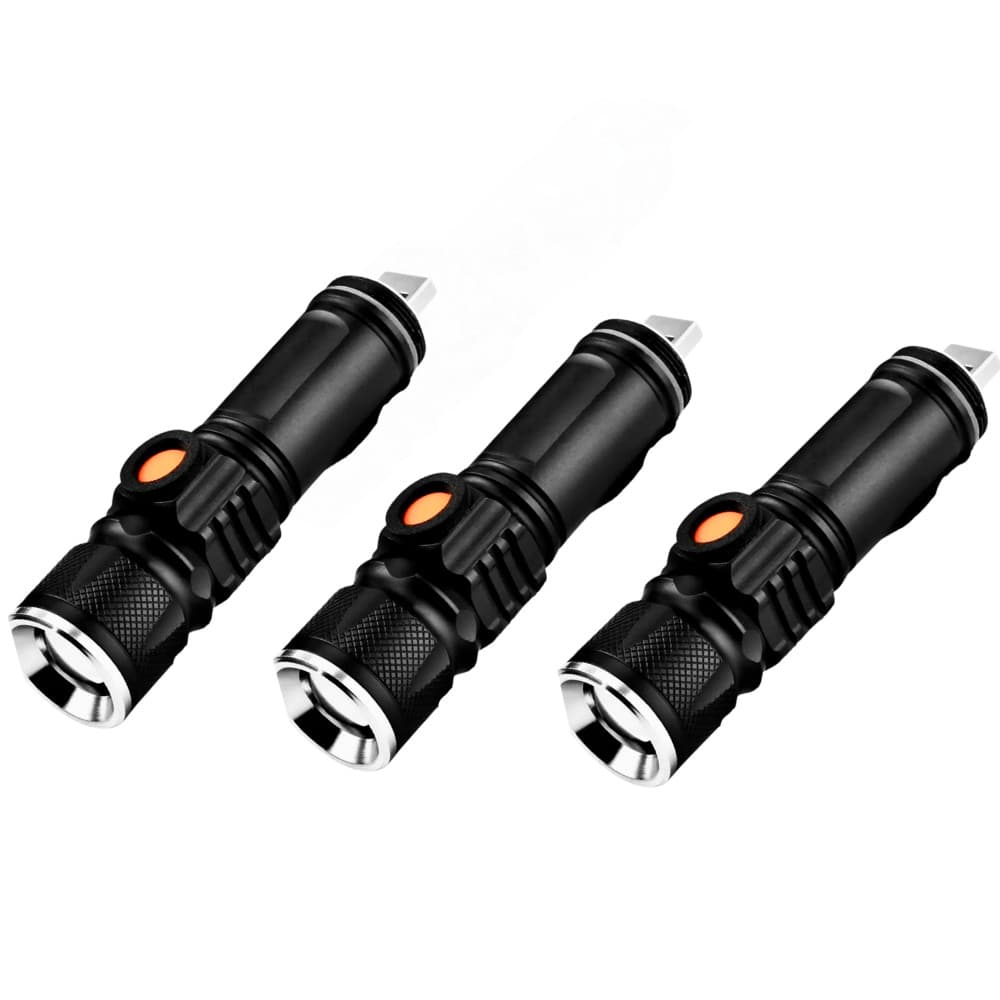 Kit 3 Lanterna Bike USB - 3 Modos, Zoom e Bateria Recarregável