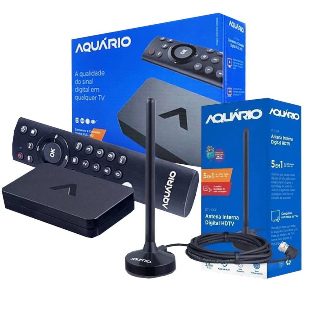 KIT CONVERSOR + ANTENA  DIGITAL AQUARIO DTV9000