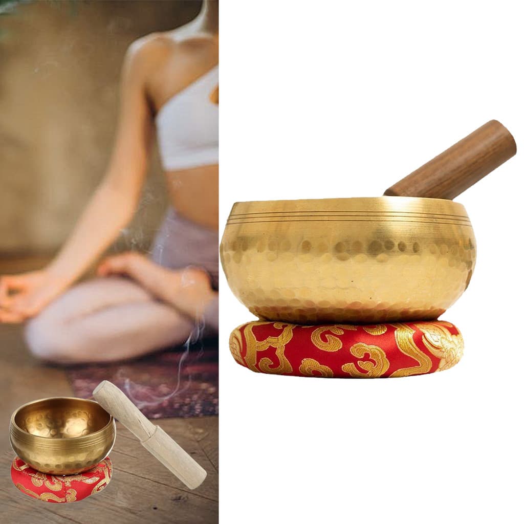 1 Pçs Conjunto De Tigela De Canto Tibetano Flor Da Vida Presente Exclusivo Útil Para Meditação Yoga Alívio Do Estresse Oração E Atenção Plena