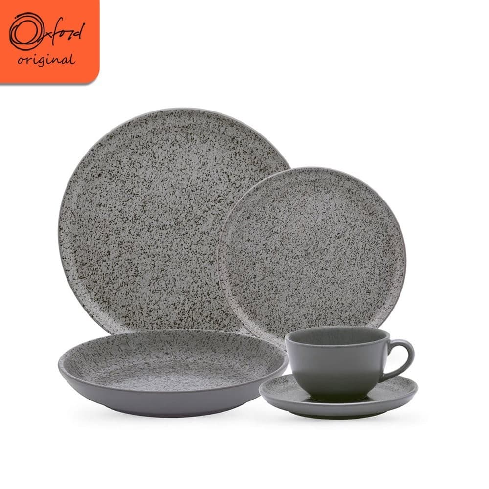 Jogo de Jantar Em Cerâmica Com 30 Peças Flat Gray Oxford