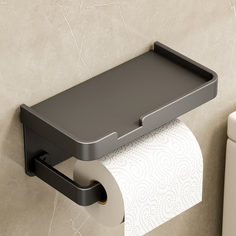 Suporte Porta Papel Higienico Preto e Suporte para Celular Com Adesivo Acompanha Com Cola