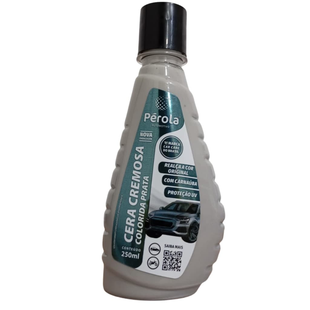 Cera Pérola Cremosa Colorida Prata 250ml | Brilho Intenso, Realça Cor Original, Carnaúba e Proteção UV Tira Riscados