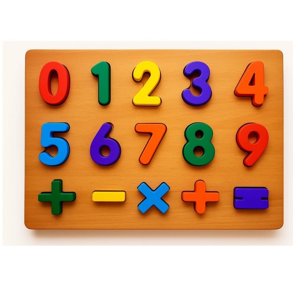 Tabuleiro Encaixe Números Madeira Brinquedo Educativo
