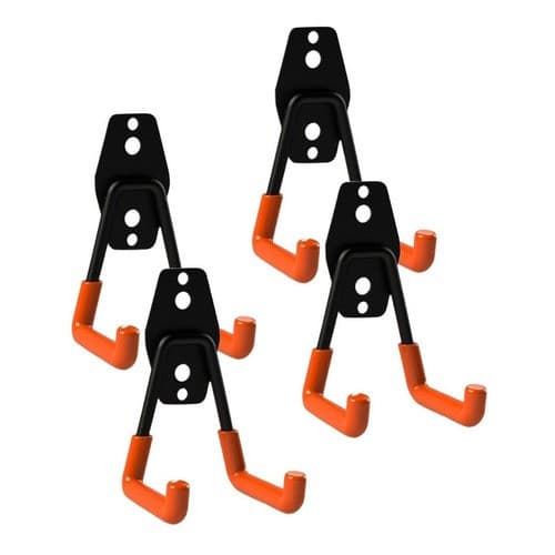 4 Suporte De Parede Aço Multiuso 23kg Bike Mangueira Escada Cor Preto + Parafuso e bucha