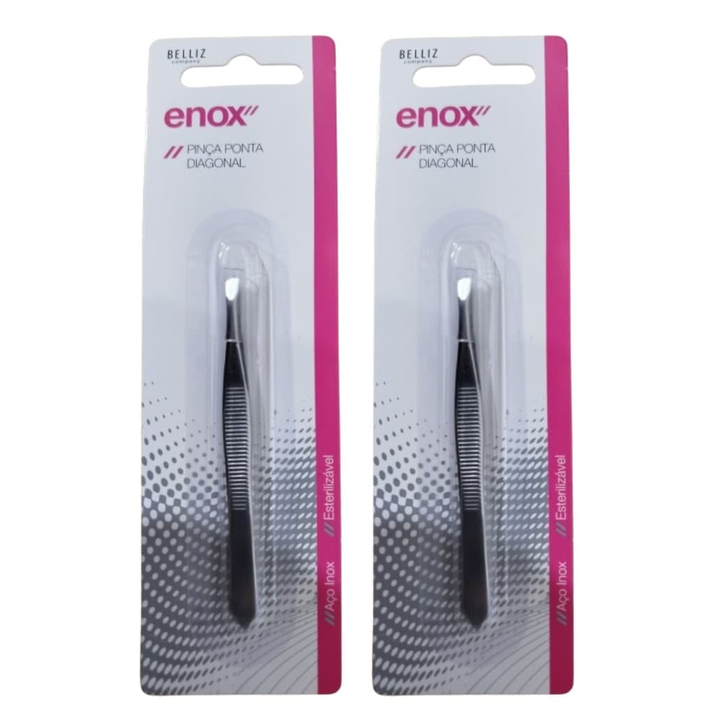 Kit 2 Pinça Design Sobrancelha Ponta Diagonal 673 - Enox