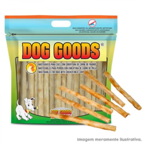 Petisco Para Cães Natural Roll Mini Dog Goods 5"x8mm com Cobertura de Pasta de Carne de Frango