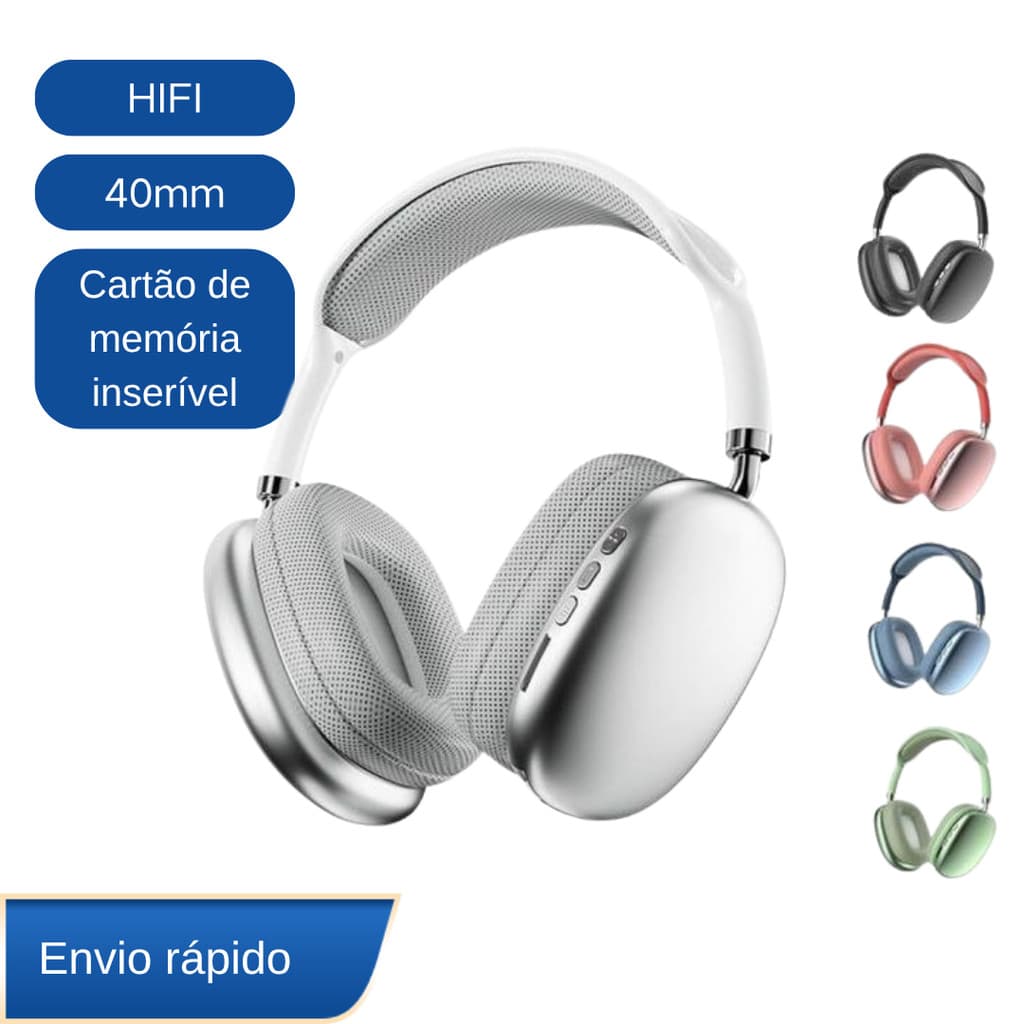 Fone de ouvido Bluetooth Sem Fio Headphone Bluetooth Recarregável P9 P9 Pro Max Air dia dos pais