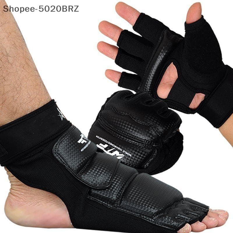 [THEBR] 1 Par De Luvas De Karatê Para Taekwondo Marcial Couro Pés Equipamento Protetor De Meio Dedo Boxe Protetores De P