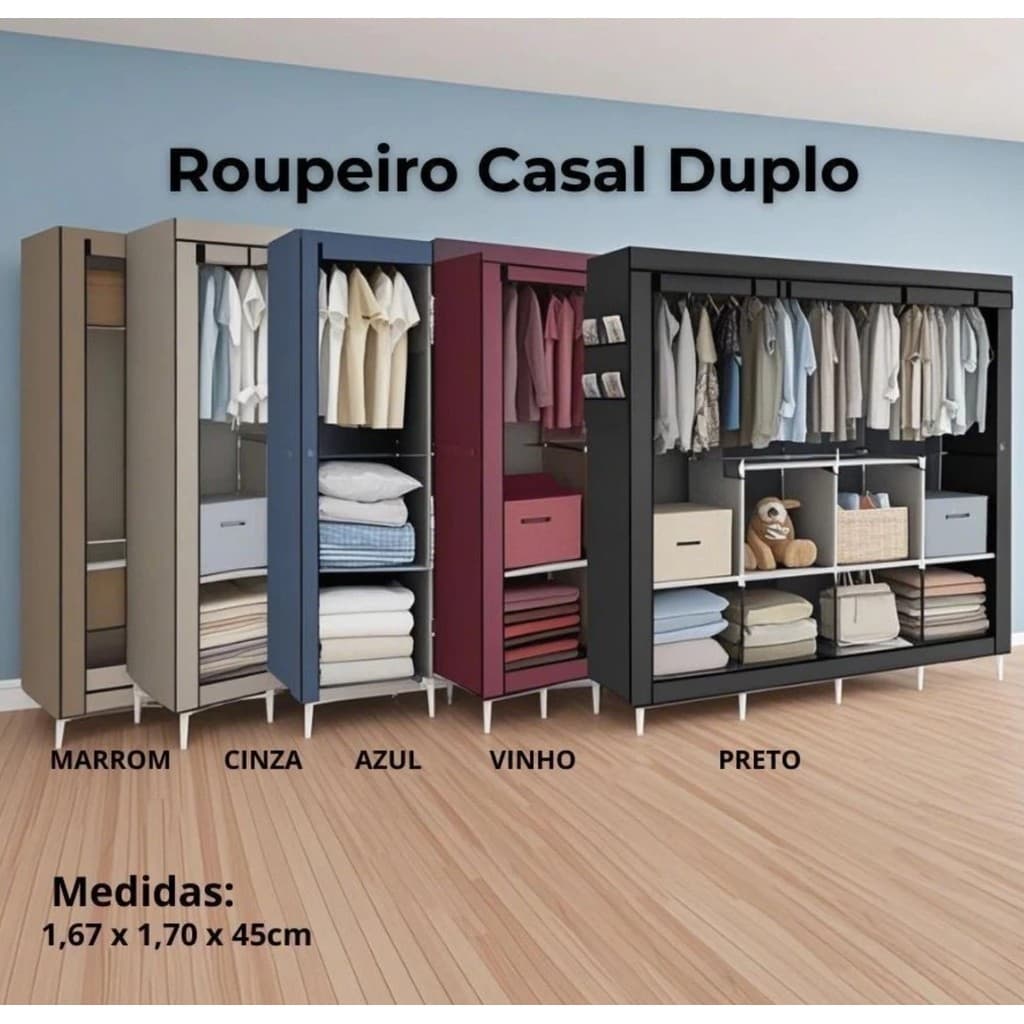 Guarda Roupa Dobrável Arara Portatil Armário Organizador Multiuso Roupeiro Cabideiro Sapateira
