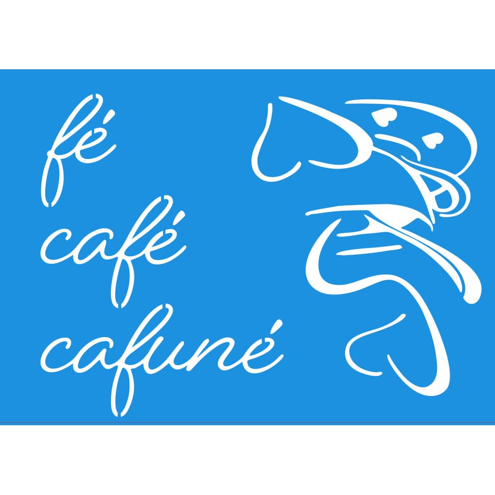 Stencil Fé café cafuné e xícara, estêncil lavável, pintura em tecido, pano de prato artes cafeteria