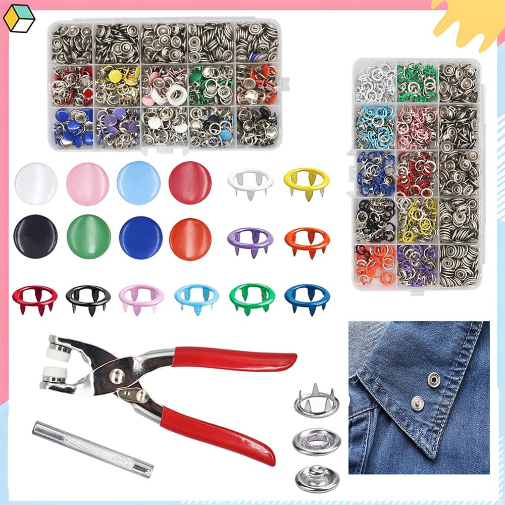 Kit De Botões De Pressão, Conjunto De 1600, Kit De Fechos De Pressão De 10 mm Com Alicate, Fechos De Pressão De Metal