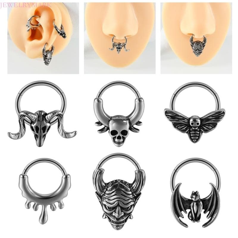 Judeu 2 Anéis Septo Nariz Aço Inoxidável Argola Cartilagem Piercing Jóias Unissex Para