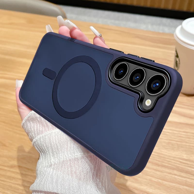 Luxo Novo Translúcido Caso De Telefone Negócios Para Samsung A56 A55 A36 A16 S25 S24FE Capa Traseira Forte Magnético