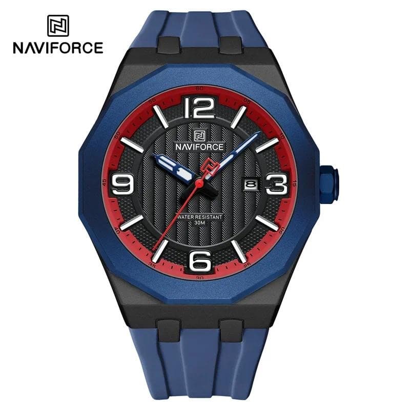 NAVIFORCE NF8079 Relógios De Luxo Masculinos Com Exibição De Data 3ATM À Prova D'água Mãos Luminosas Pulseira De Silicon