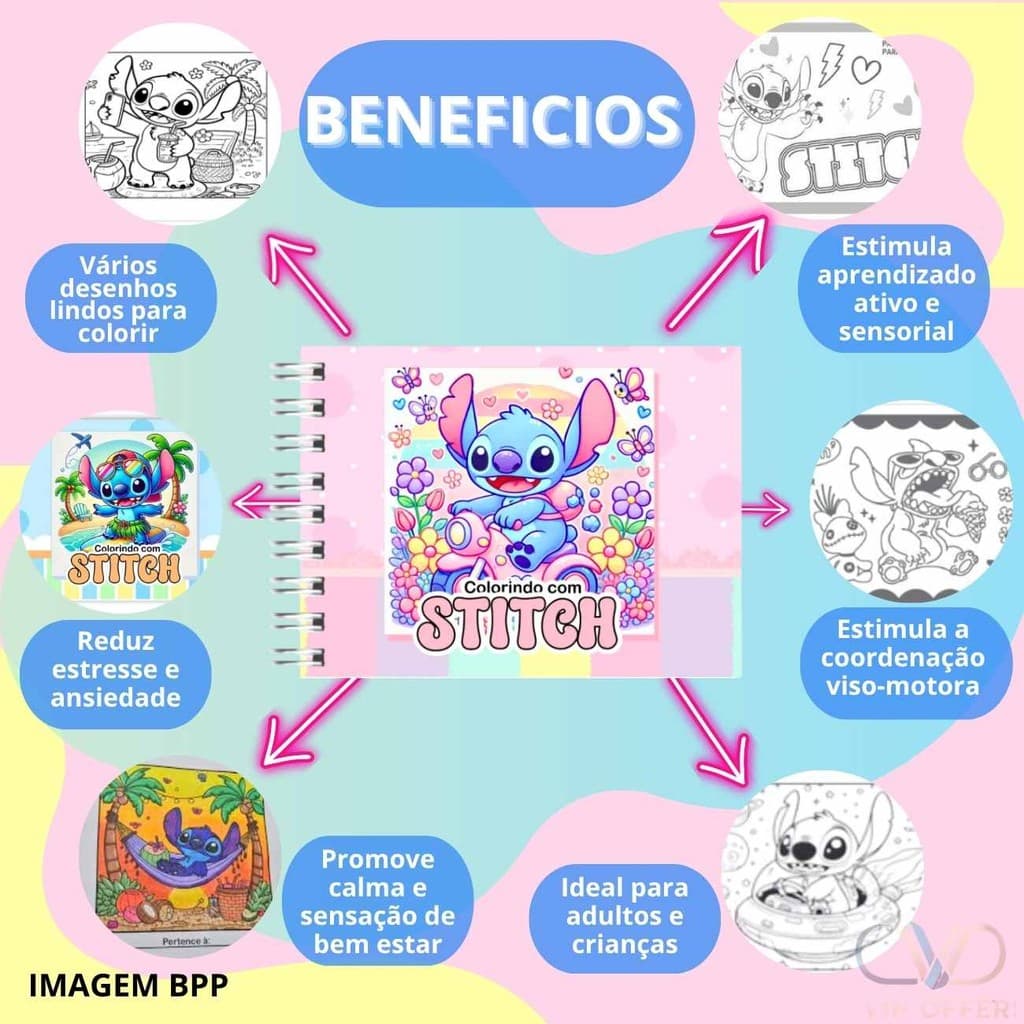 Caderno De Colorir Stitch Azul Desenhos Capa Dura Premium Holográfica Caderno Para Crianças E Adultos Pintar