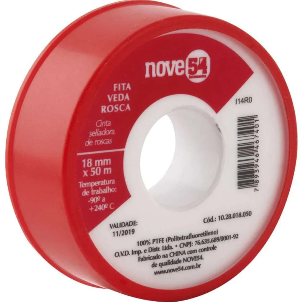 Fita Veda Rosca 18mmx50m Ptfe Teflon Peça Nove54
